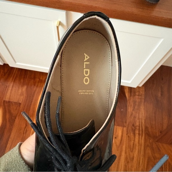 Aldo Women's Lovirede Oxford Wedge Shoes Flats Black Patent Size 9 EUR 40 Chic - Picture 4 of 8